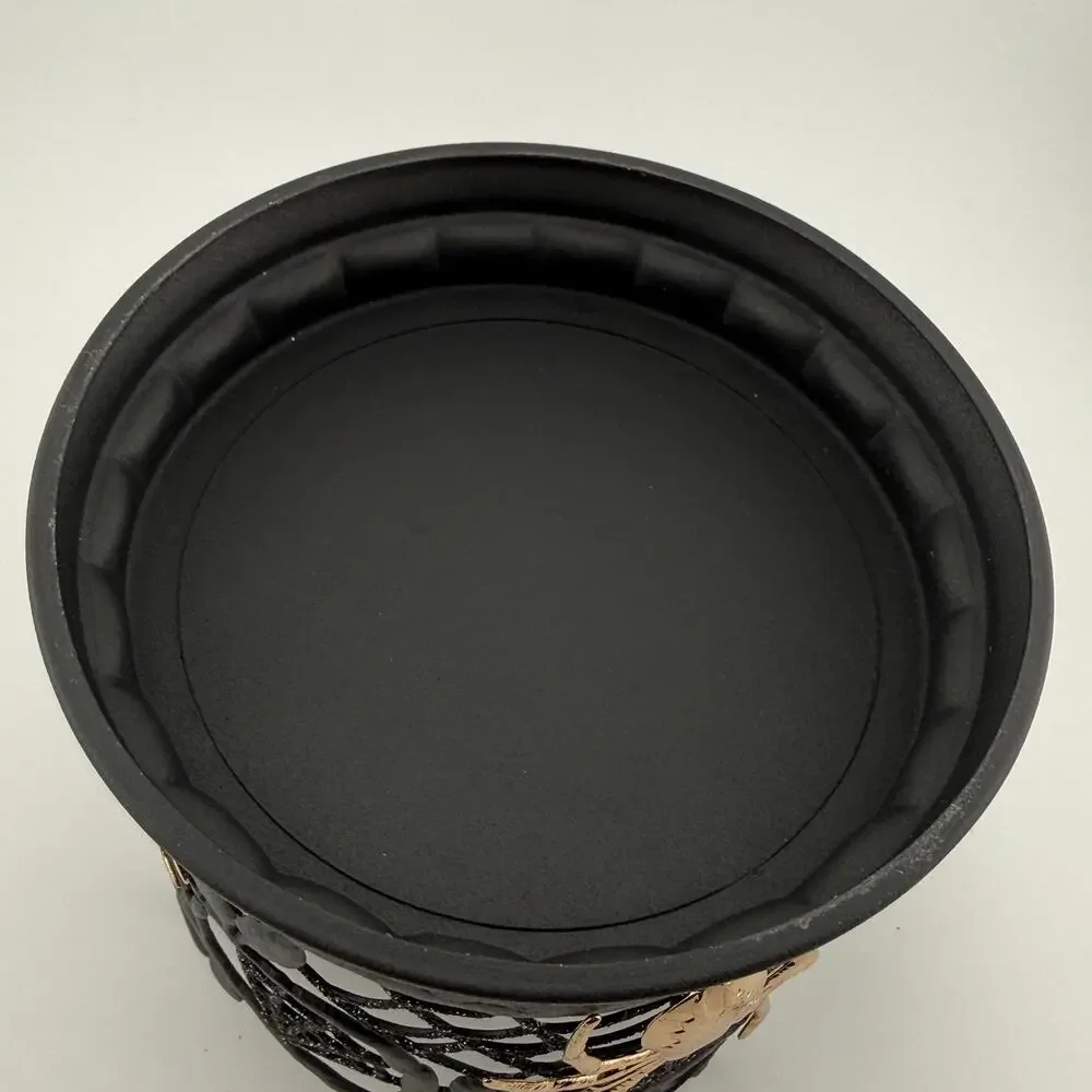 Bath & Body Works Candle Holder Halloween Spiderwebs Black w Gold Spiders 3 Wick - Picture 6 of 7